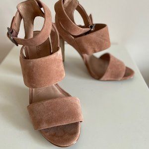 Madewell Blush Suede Strappy Heels
